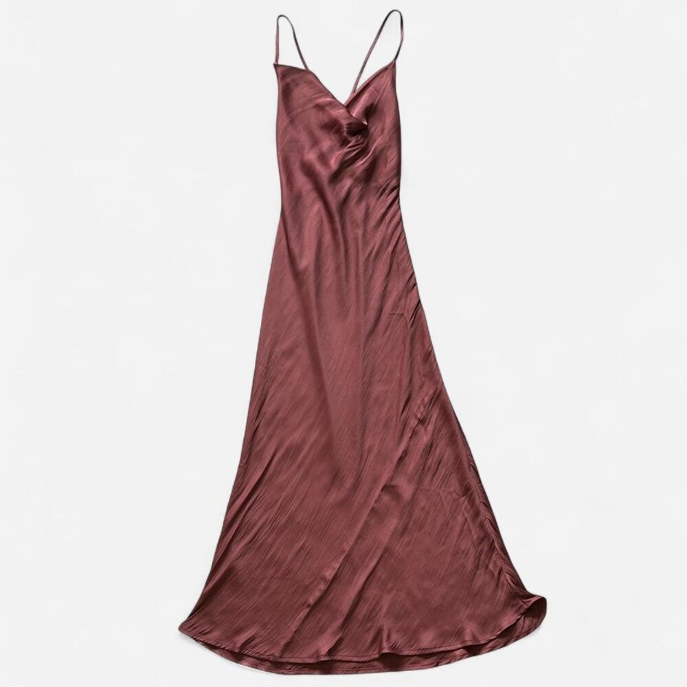 Forever 21 Satin Crisscross Midi Slip Dress in Maple